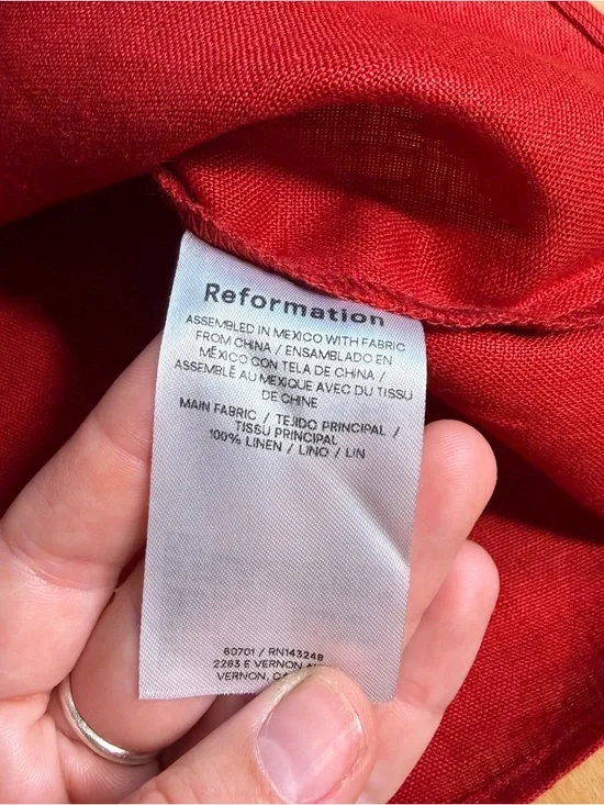 Reformation Rust Red 100% Linen Mini Skirt 10 - Picture 4 of 8
